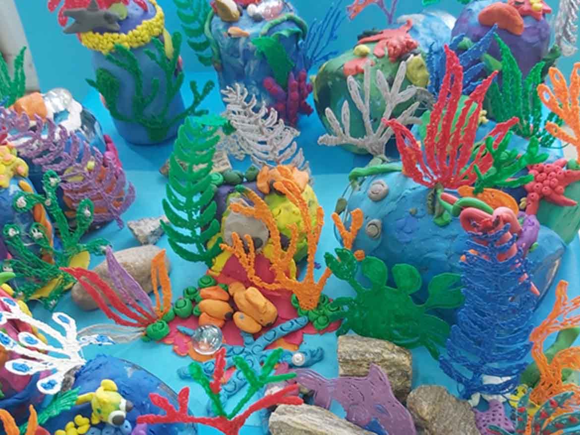 Rafała koralowa wykonana za pomocą długopisów 3D. 